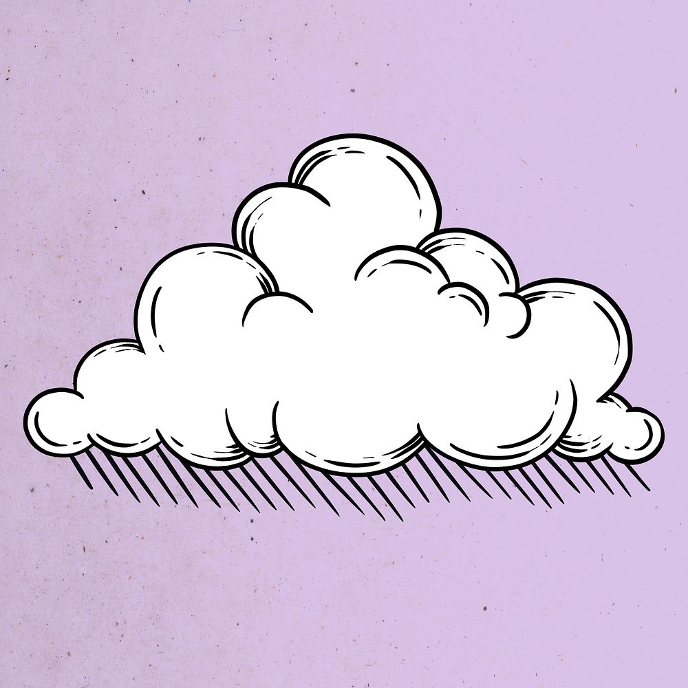Cloud outline sticker overlay on a purple background