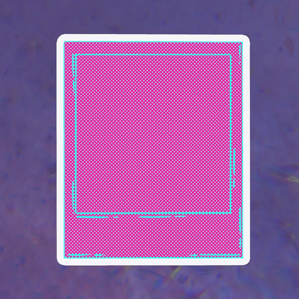 Funky neon halftone instant photo frame sticker overlay design resource 