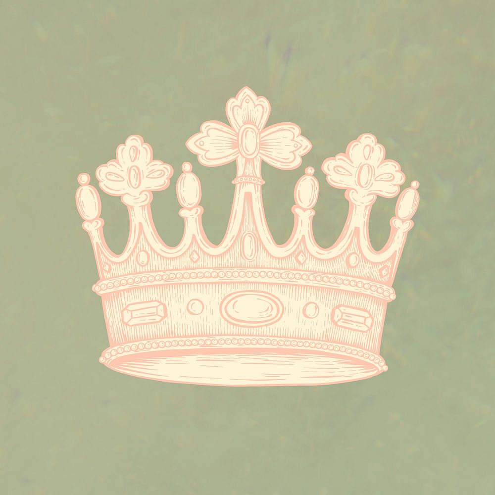 Cream crown sticker overlay on a sage green background 