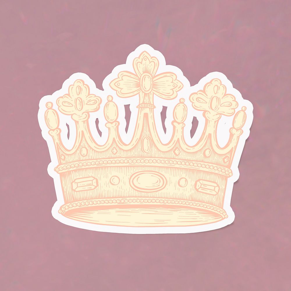 Cream crown sticker overlay on a pink background