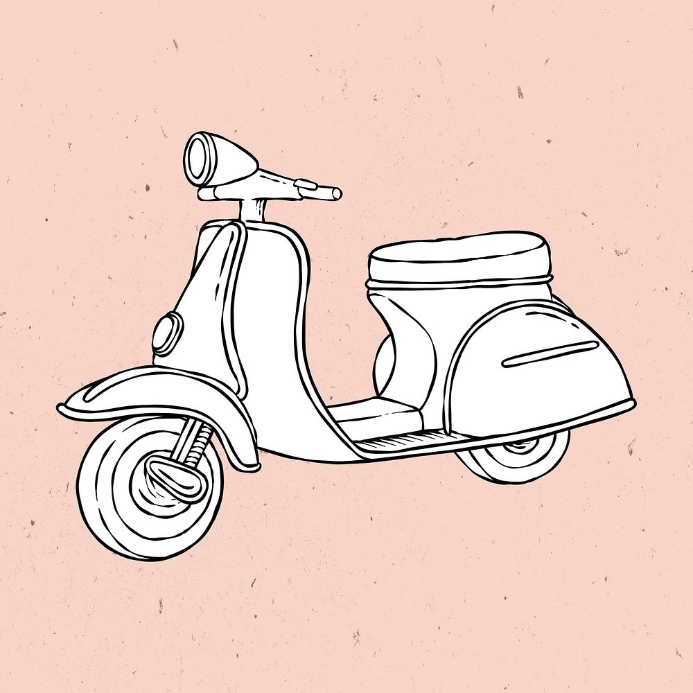 Black and white vintage scooter sticker psd