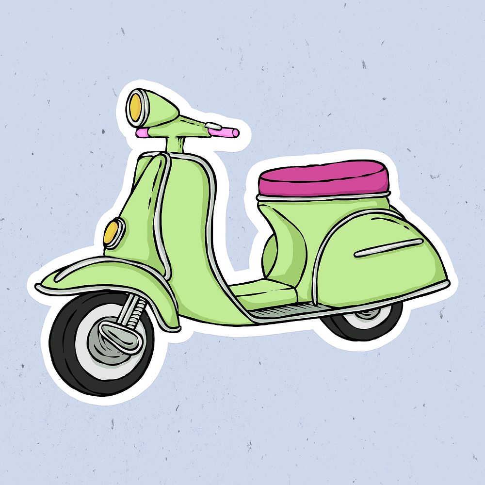 Printable retro scooter sticker psd in green