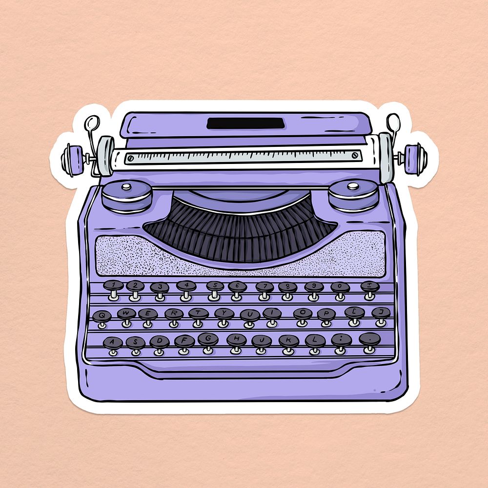 Classic purple typewriter sticker psd