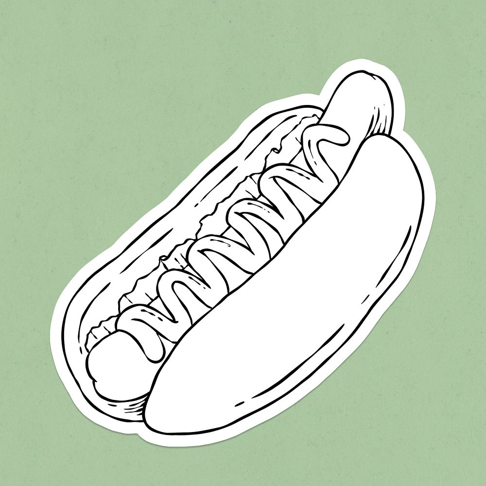Yummy hotdog in a bun sticker psd