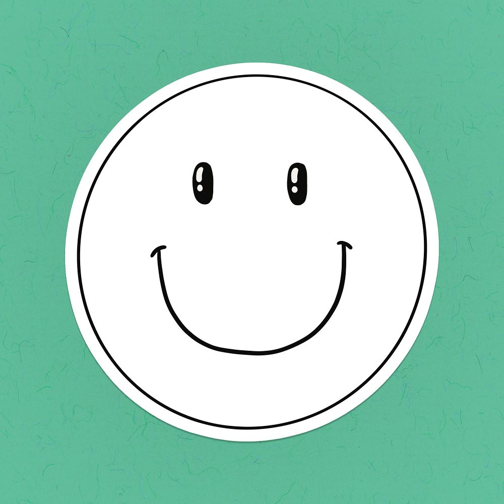 Retro smiley sticker psd in white