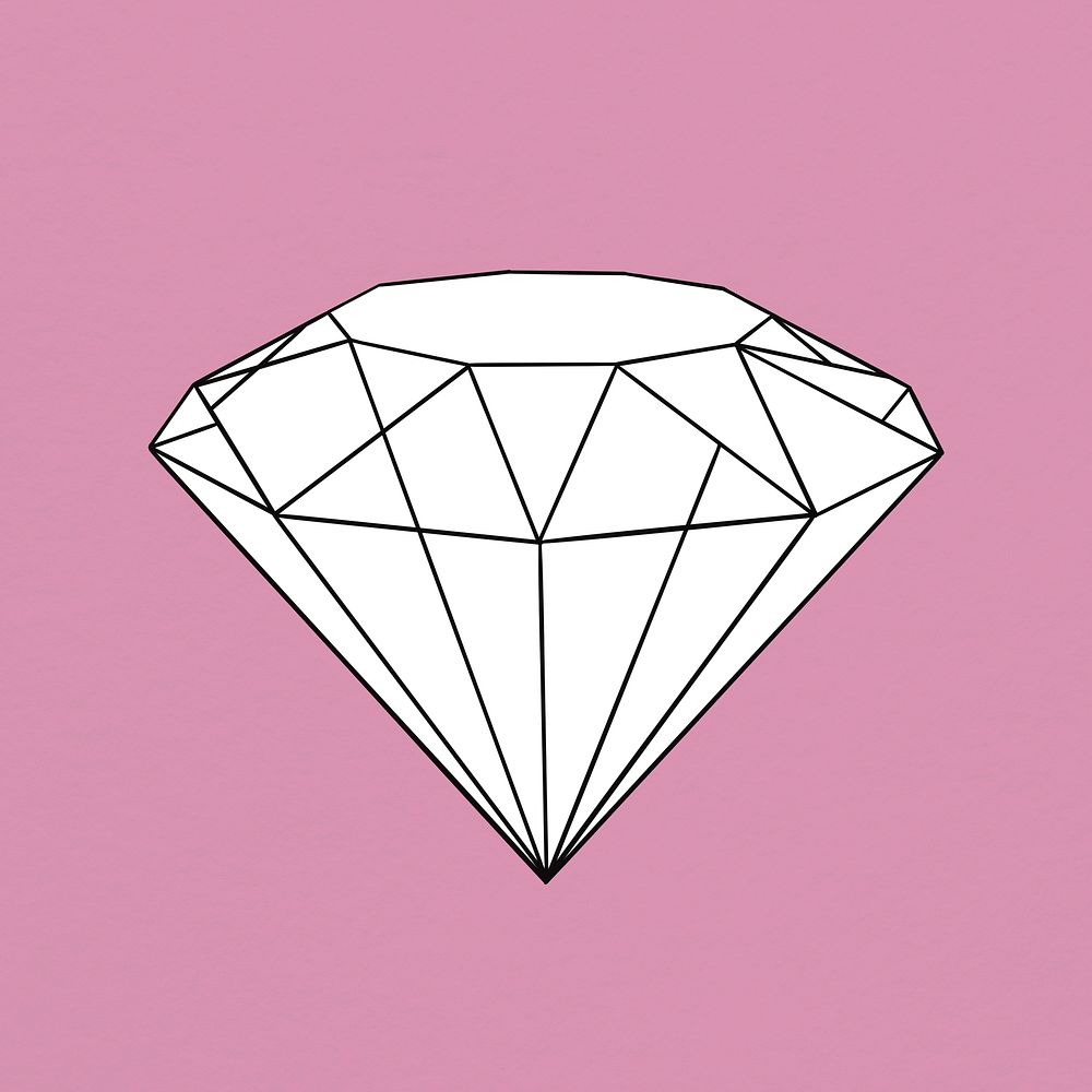 Psd hand drawn crystal diamond