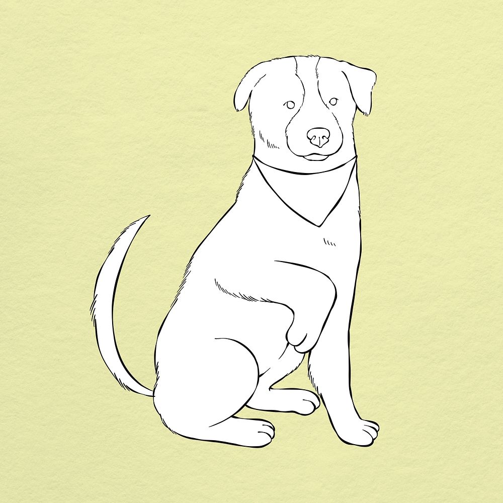 Sketched tail wagging dog psd