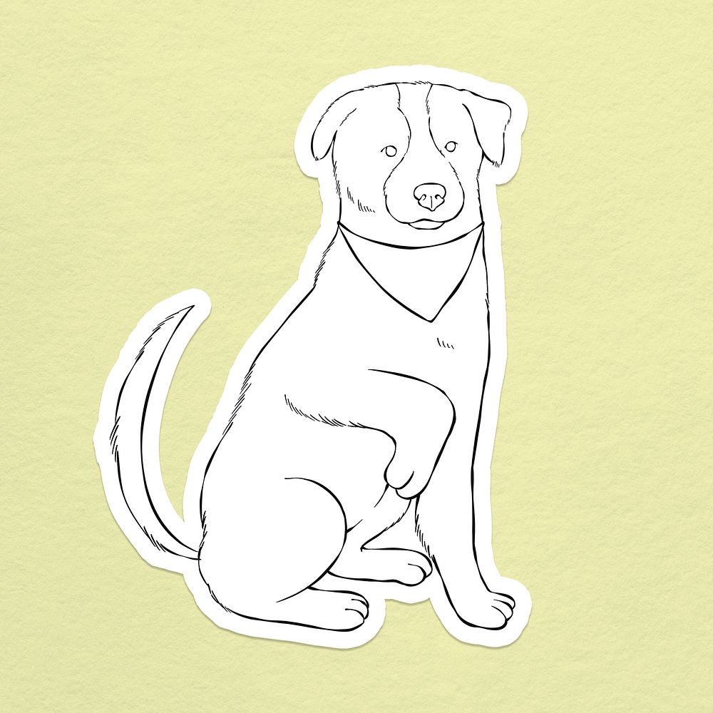 Sketched tail wagging dog psd sticker