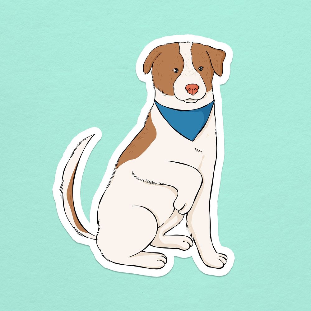 Tail wagging dog element psd sticker
