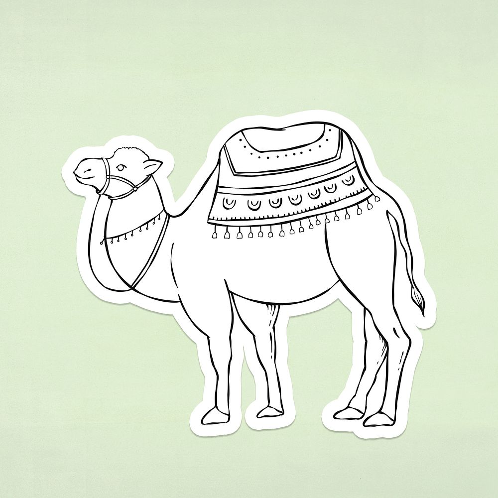 Hand drawn camel element psd sticker