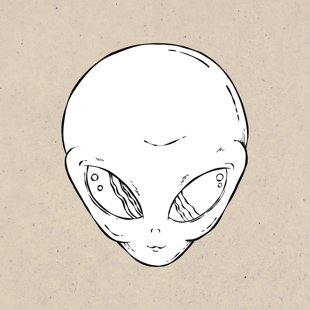Psd hand drawn extraterrestrial alien sketch