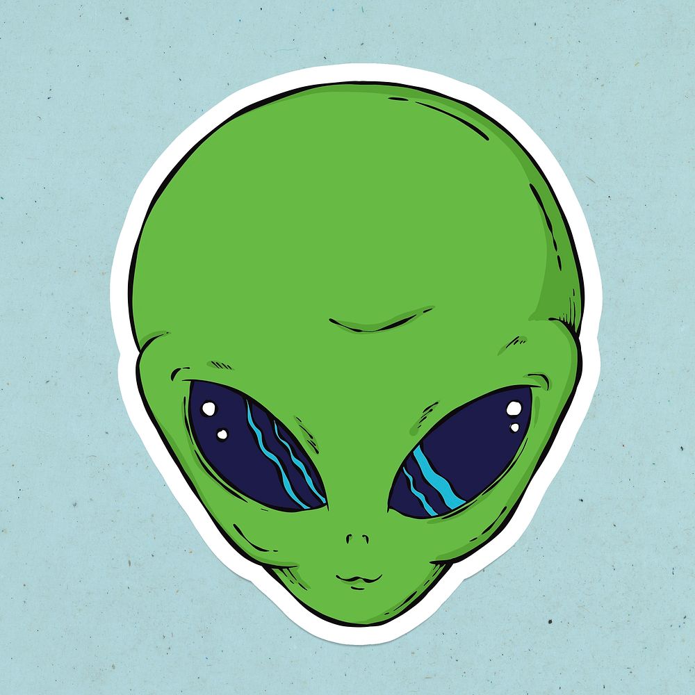Retro sci fi alien psd sticker
