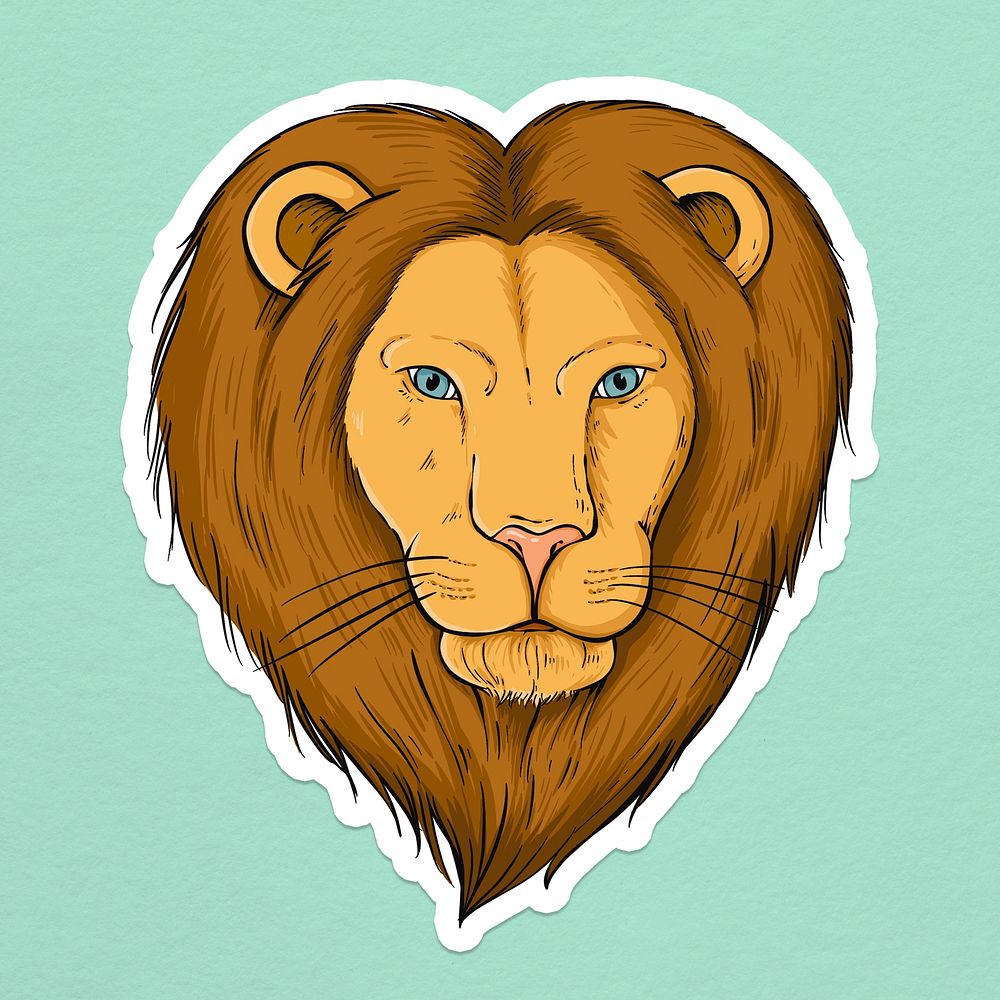Psd cartoon sticker lion hand drawn clipart