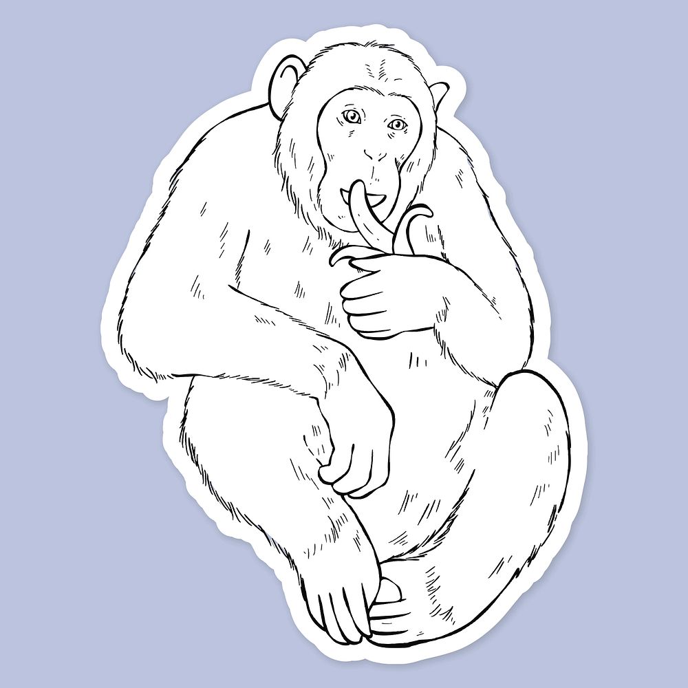Vector vintage monkey black and white clipart