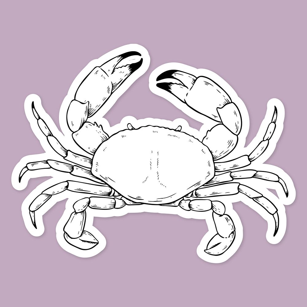 Vintage hand drawn crab cartoon clipart black and white