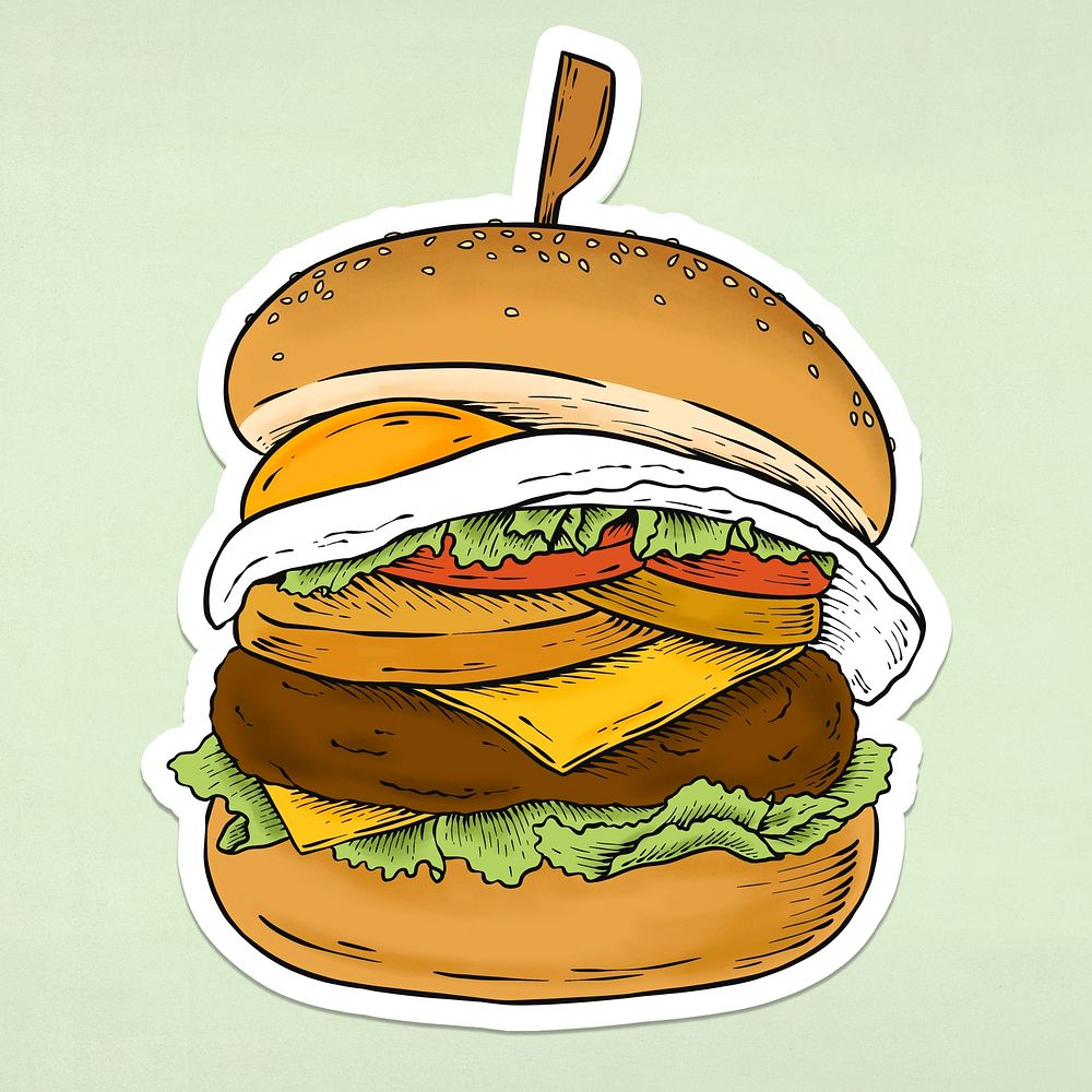 Hamburger sticker with a white border