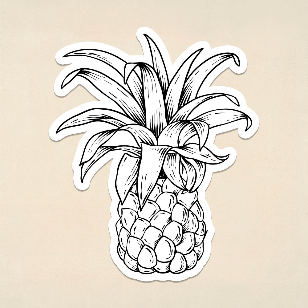 White pineapple sticker with a white border