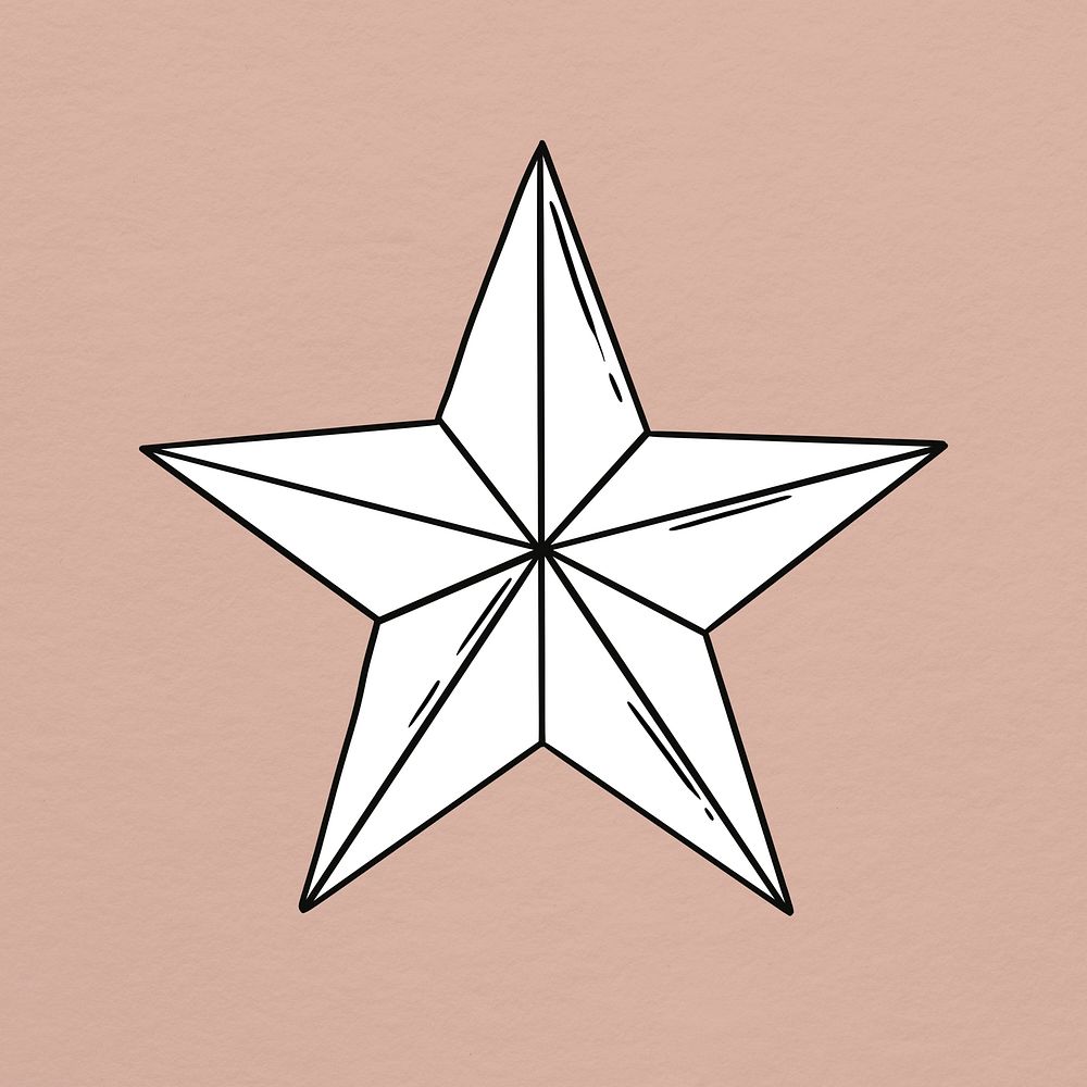 Black and white star icon on beige background