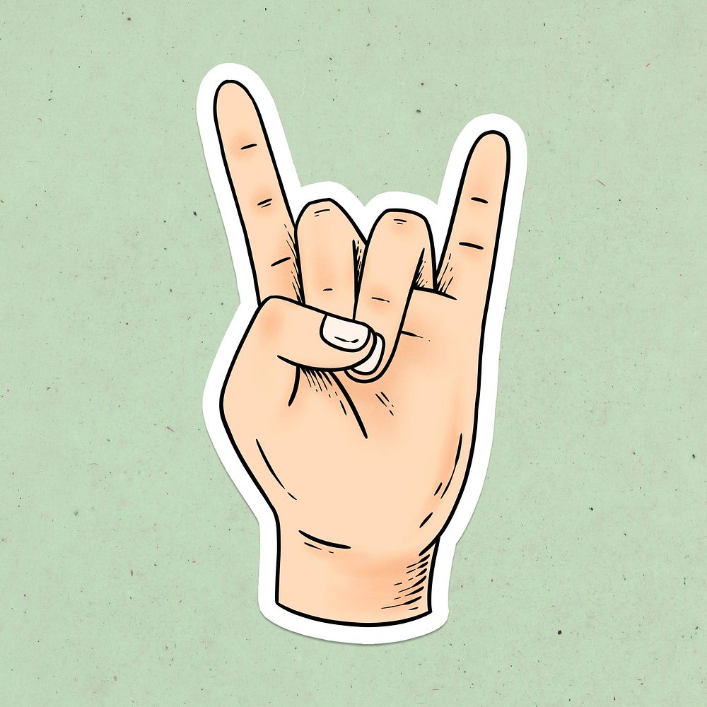 I love you hand sign drawing sticker design element