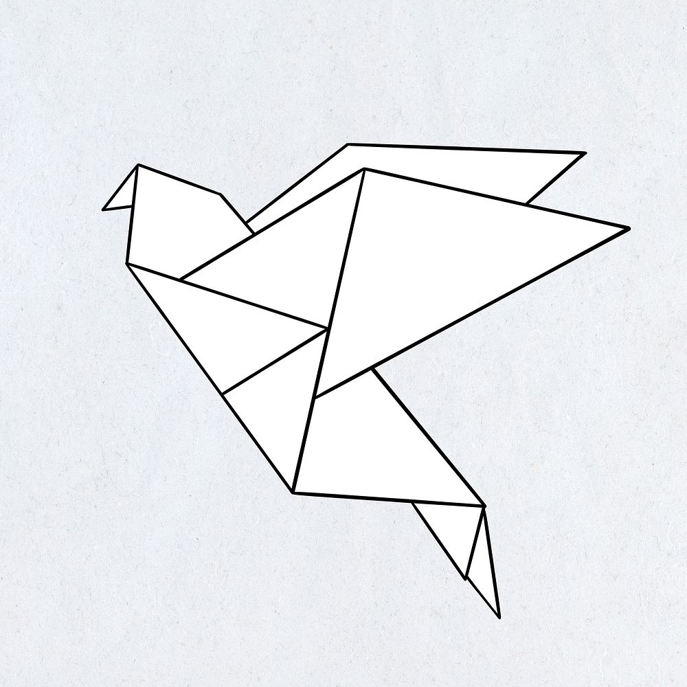 White origami bird design element