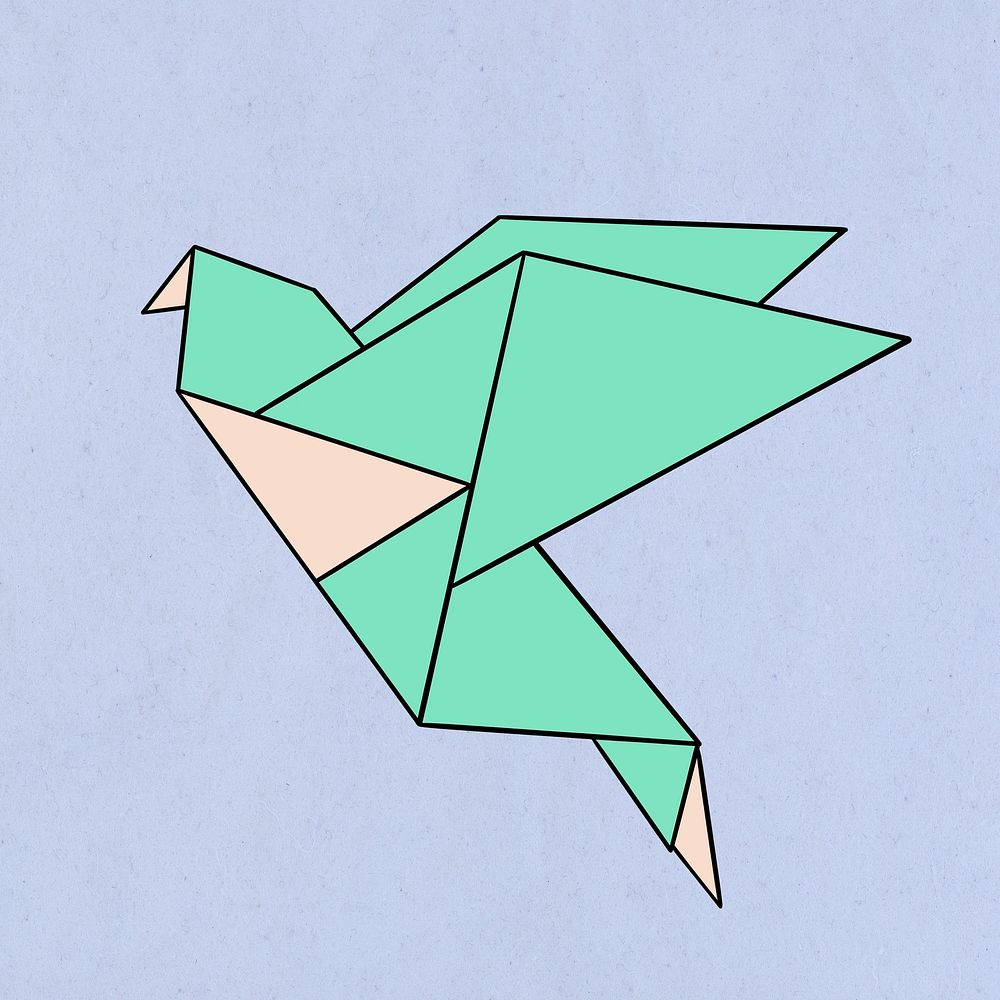 Green origami bird design element