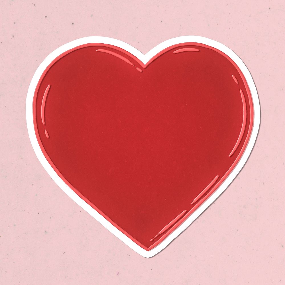 Red heart shape sticker design element