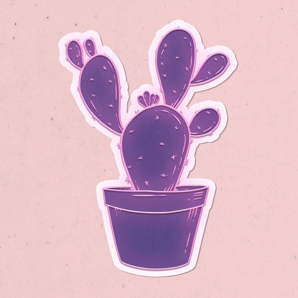 Purple neon cactus design element
