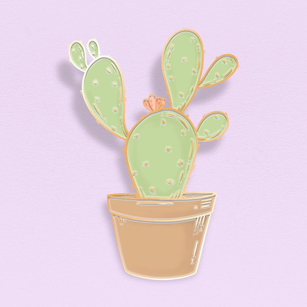 Green cactus sticker design element