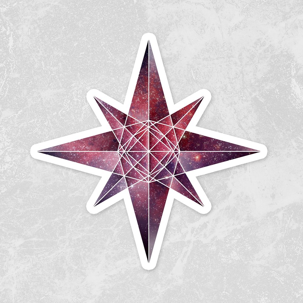 Purple galaxy patterned geometrical shaped star design element