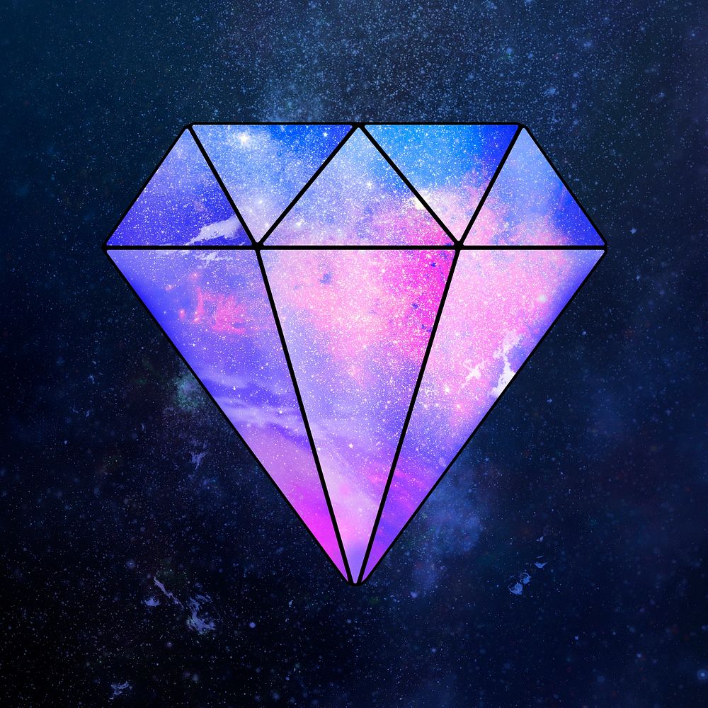 Purple galaxy patterned geometrical shaped diamond sticker design element