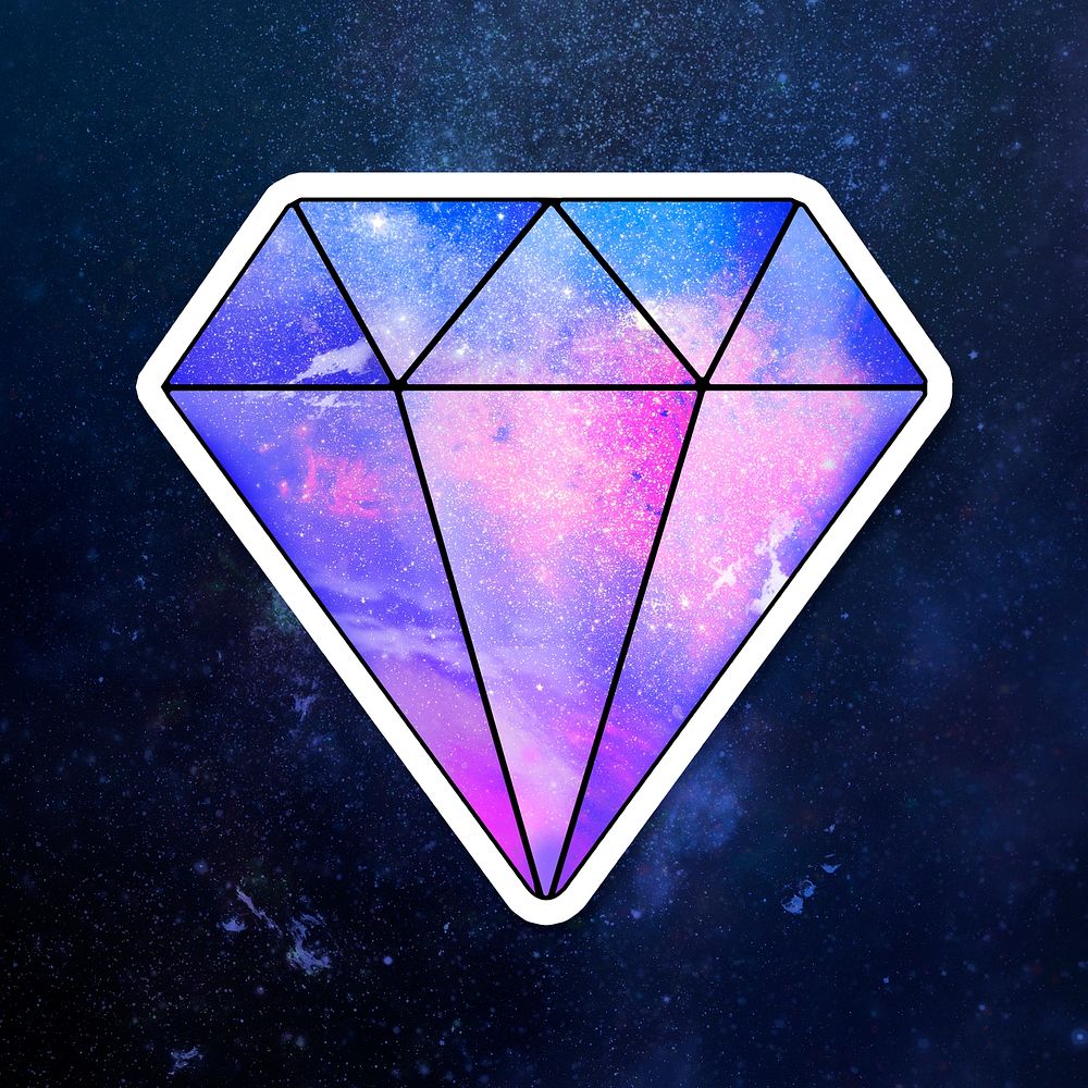Purple galaxy patterned geometrical shaped diamond sticker design element