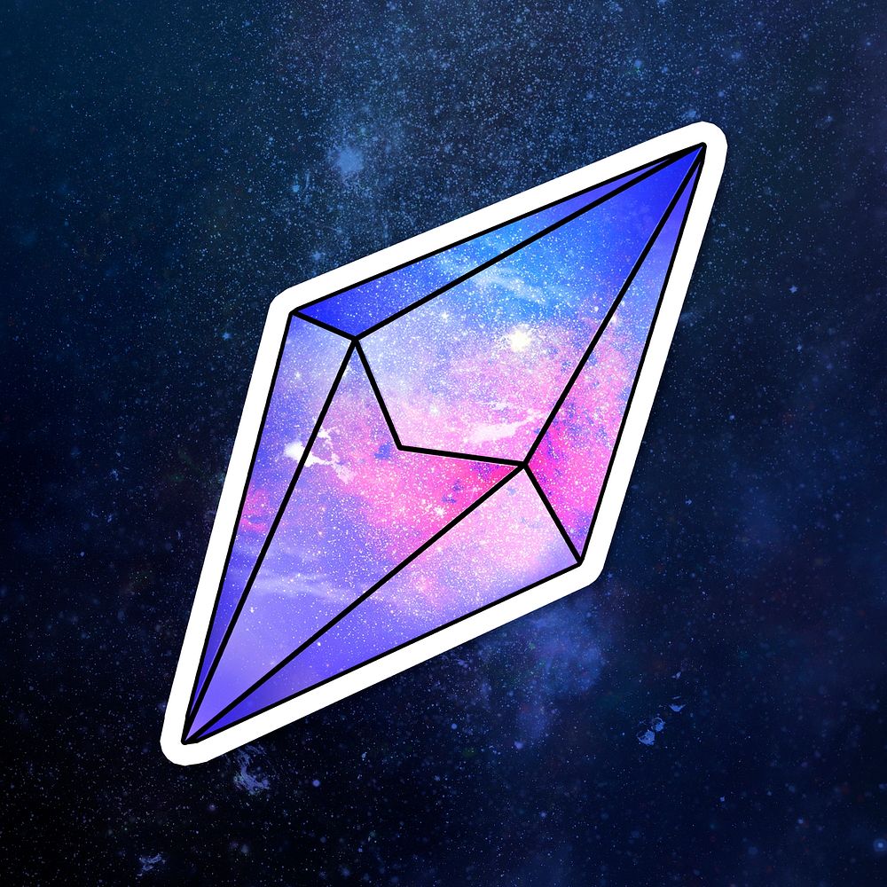 Purple galaxy patterned geometrical shaped crystal sticker design element