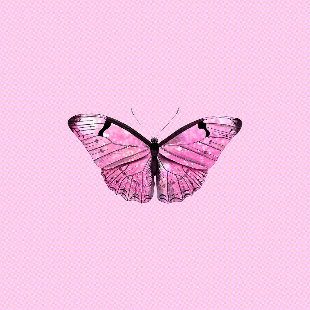 Pink holographic butterfly background