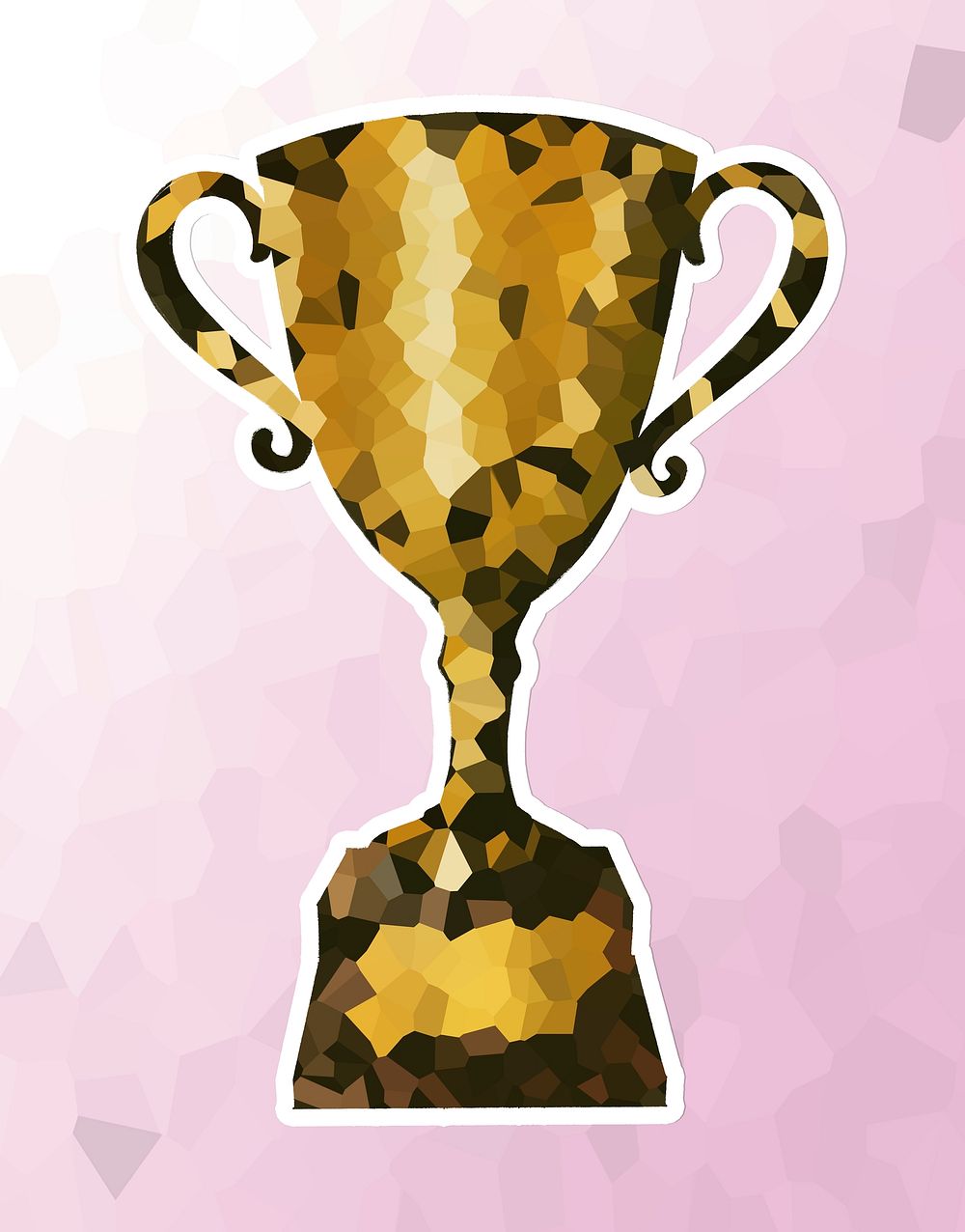 Crystallized style trophy illustration with a white border sticker