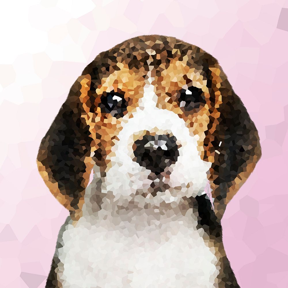 Crystallized style beagle dog illustration design element
