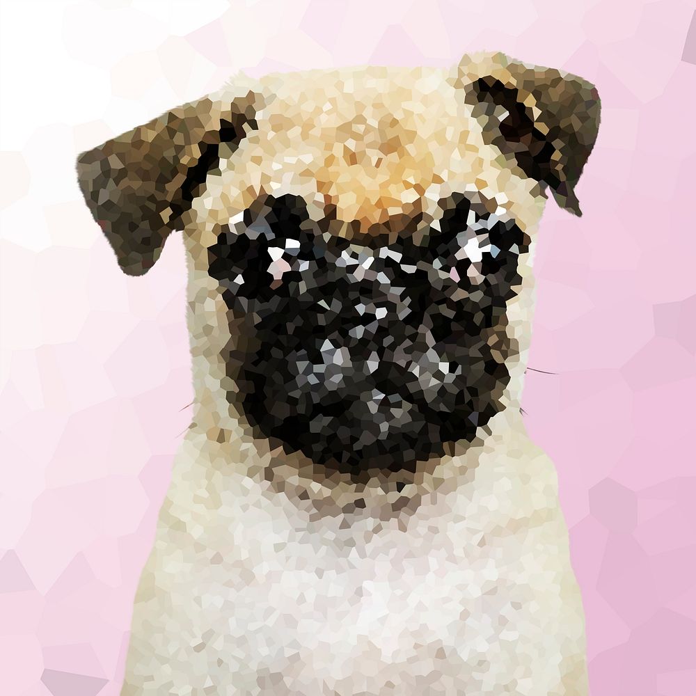 Crystallized style pug dog illustration design element