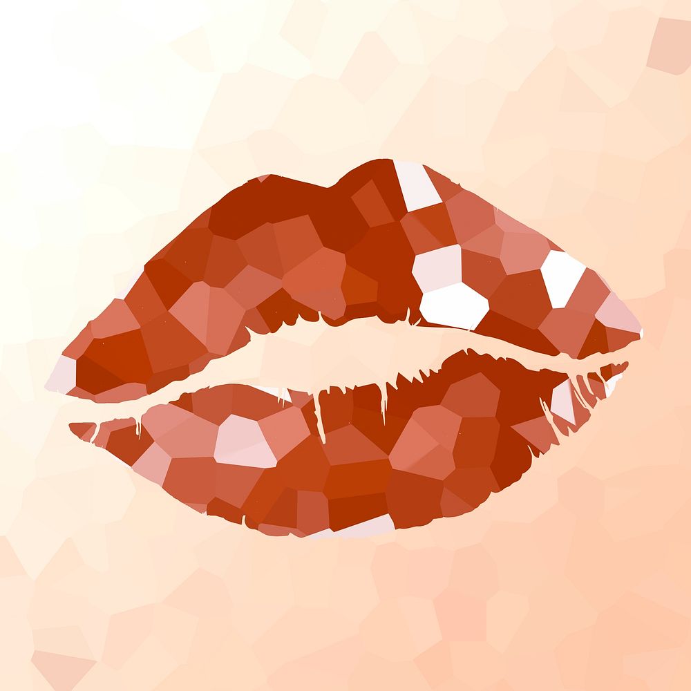 Crystallized style dark amber lips illustration design element