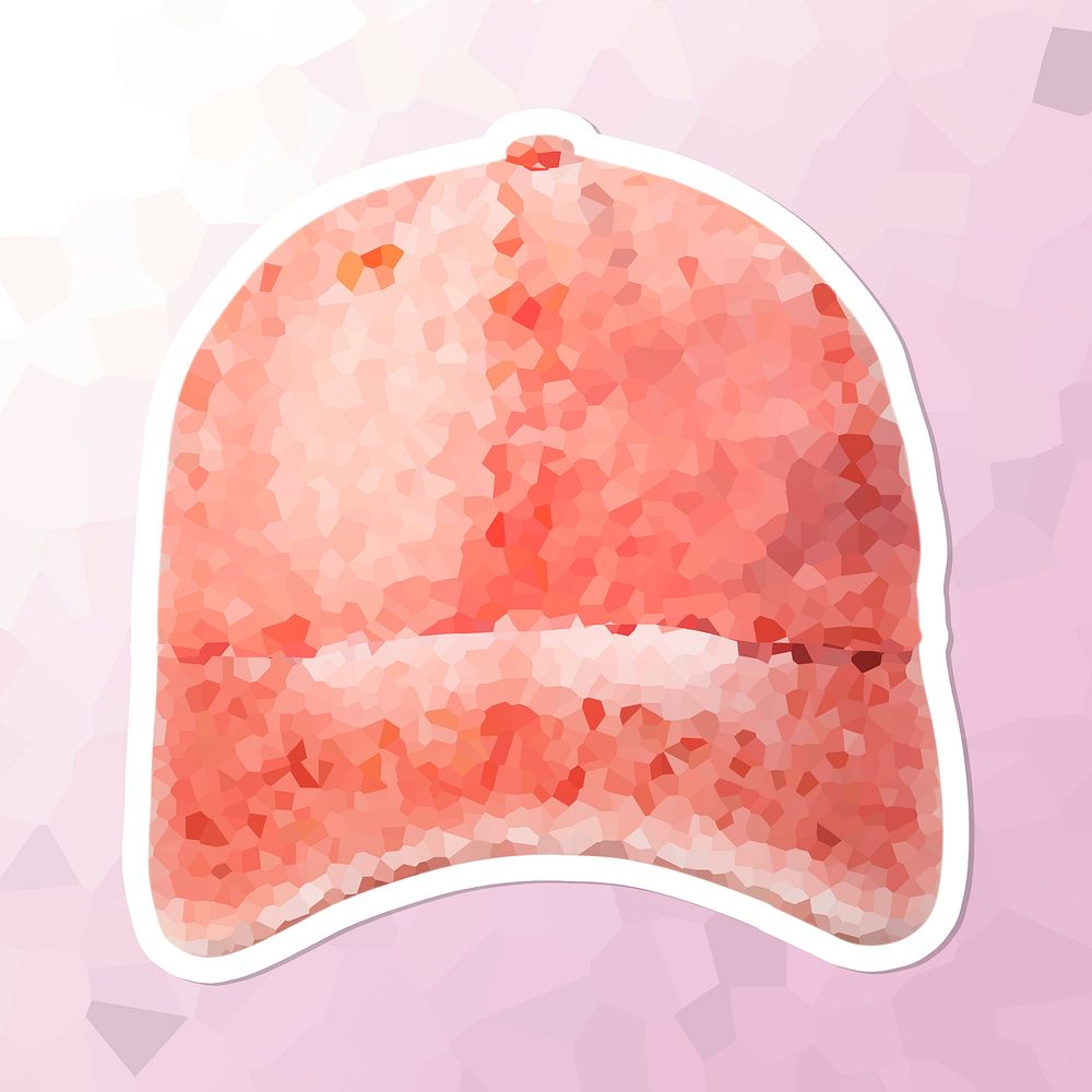 Crystallized style red cap illustration with a white border sticker
