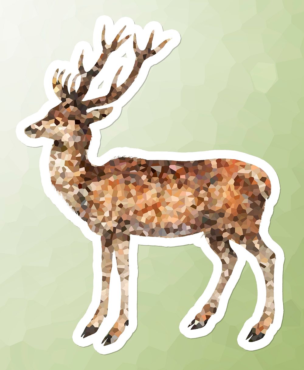 Crystallized style deer illustration with a white border sticker