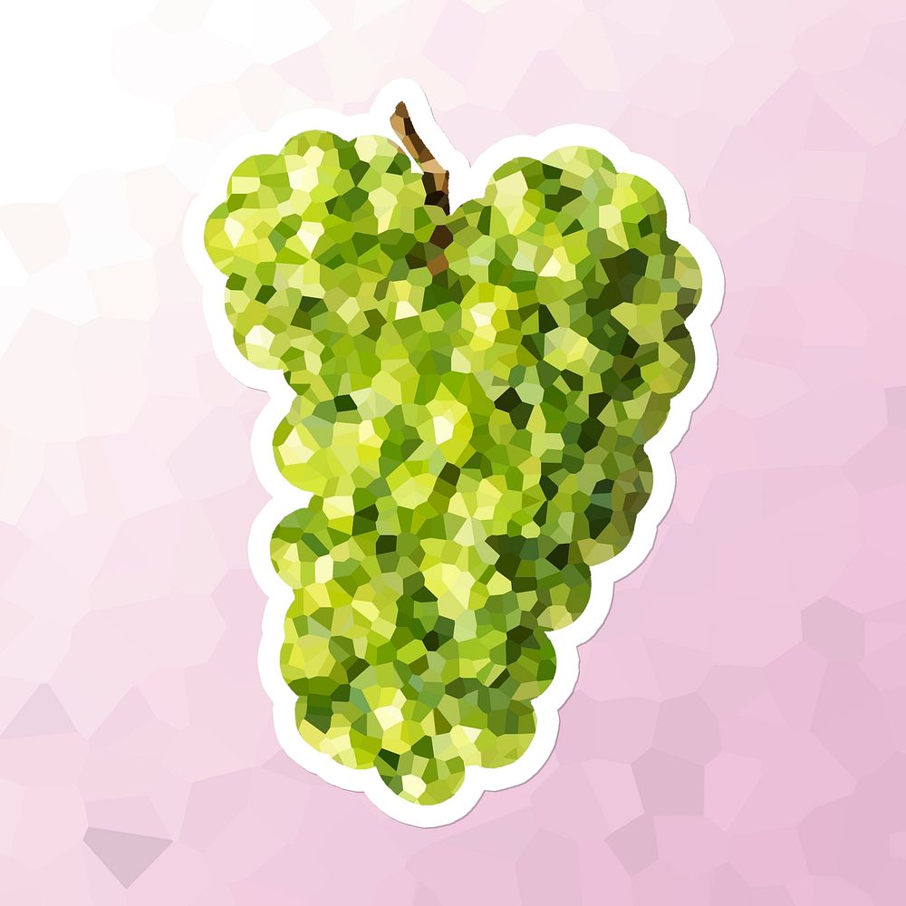 Bunch of green grapes crystallized style sticker illustration