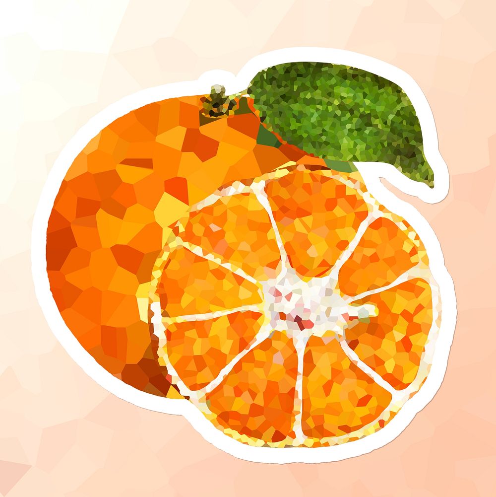 Tangerine oranges crystallized style sticker illustration