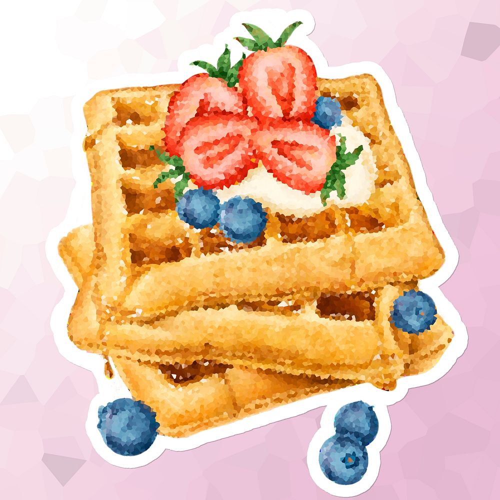 Sweet waffles crystallized style sticker illustration