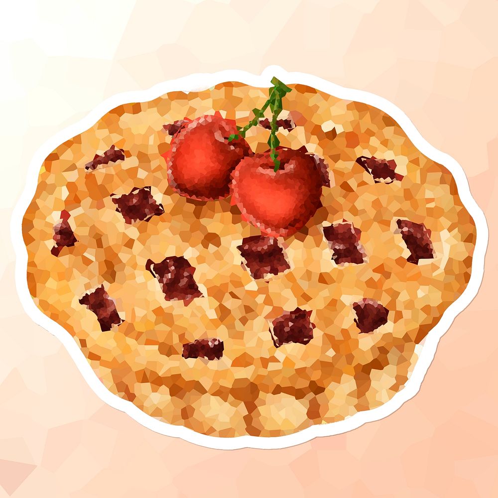 Cherry pie crystallized style sticker illustration
