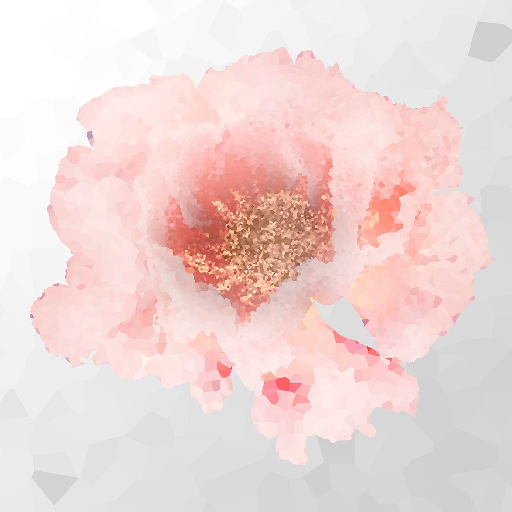 Crystallized peony flower illustration