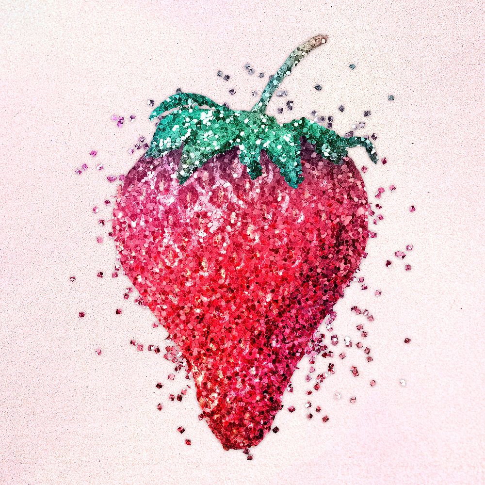 Glitter strawberry fruit design element