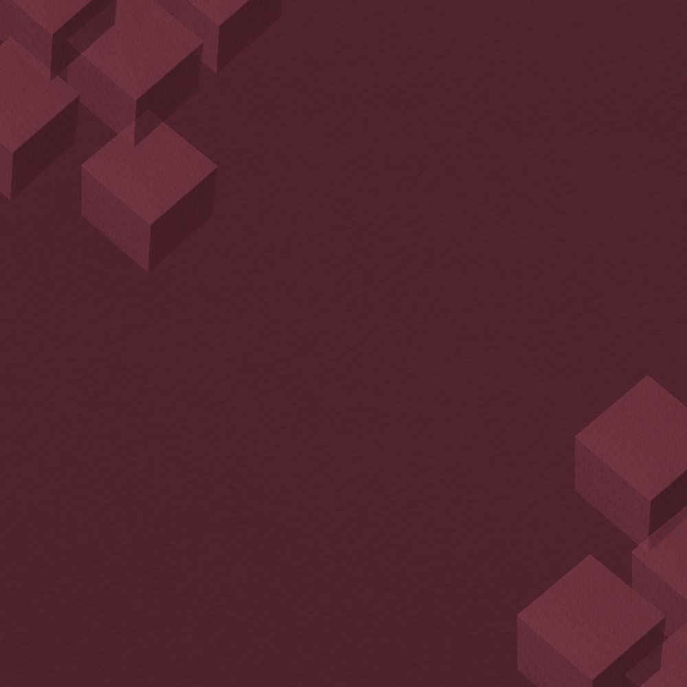 3D dark red paper craft cubic patterned background