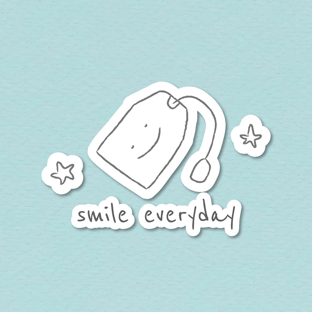 Cute tea bag doodle style journal vector