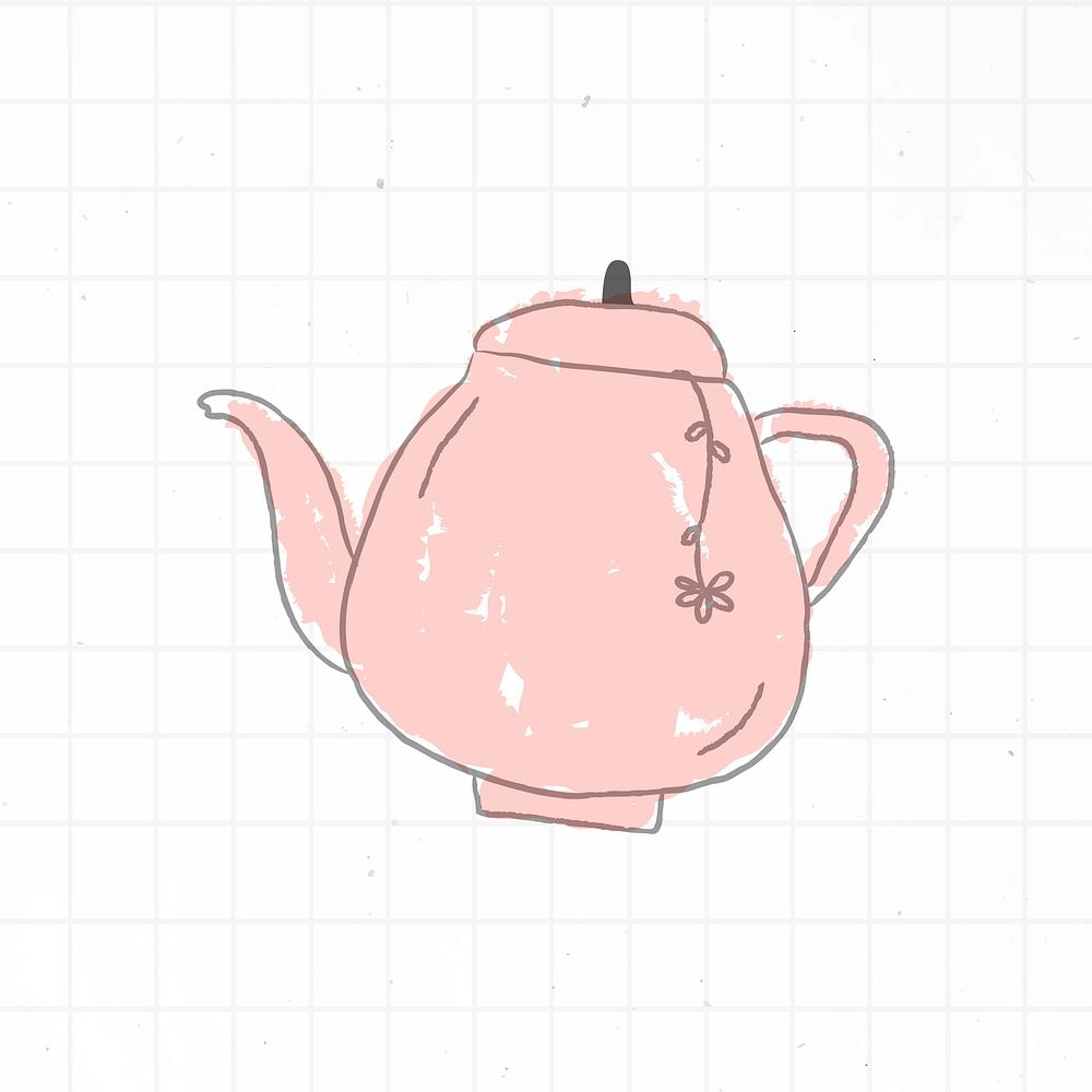 Doodle style pink coffee pot vector