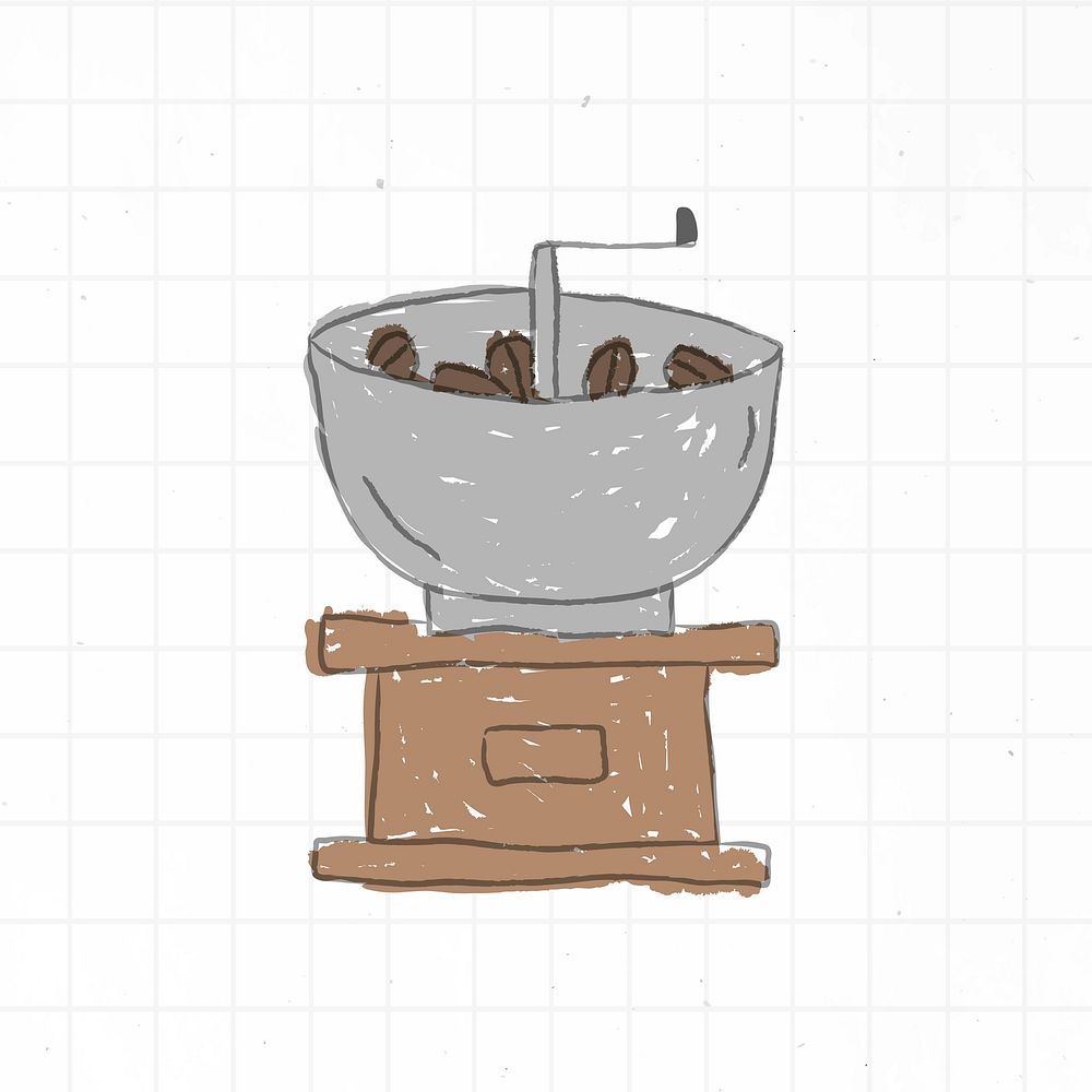 Doodle manual coffee grinder vector