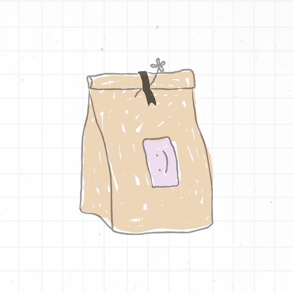 Cute paper bag doodle design element vector